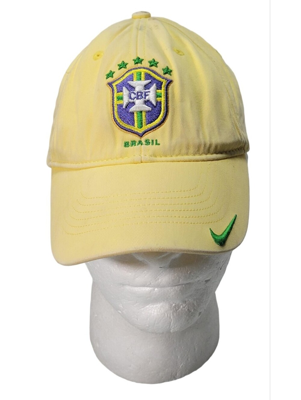 Vintage Y2K Nike Brasil CBF National Team Heritage Strapback Hat Cap Yellow